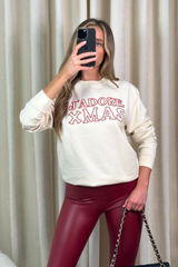 J'adore Xmas ecru embroidered sweater