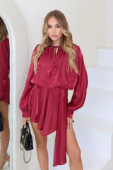 Violet burgundy chiffon shirt dress