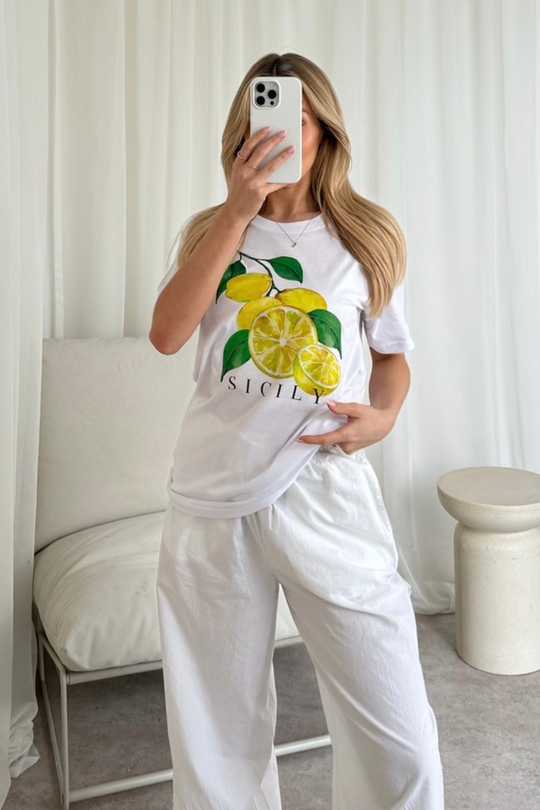 Sicily lemons white Printed T-shirt