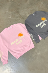 Made you look baby pink printed sweater shorts loungewear