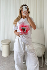 Flower white Printed T-shirt