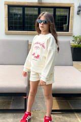 Mini sunshine state ecru embroidered sweater shorts loungewear