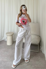Flower white Printed T-shirt