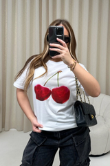 Cherry white printed t-shirt