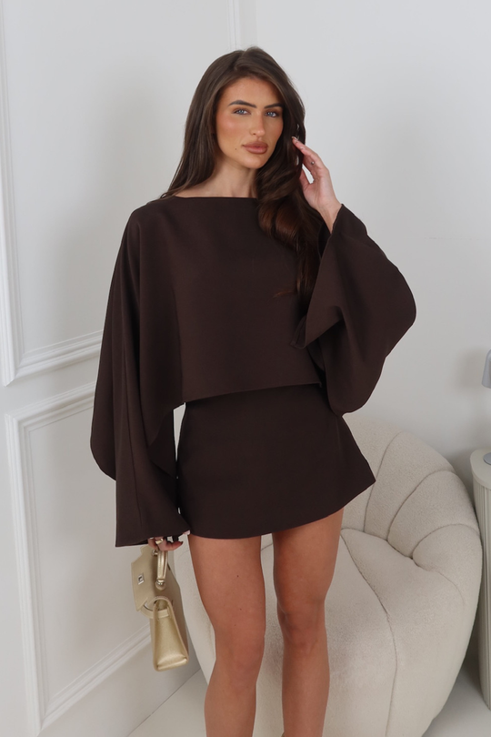 POLLY CHOCOLATE SKIRT WITH HIDDEN SHORTS