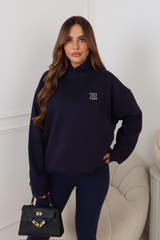 GEGE EMBROIDERED NAVY PREMIUM ESSENTIAL RELAXED HOODIE