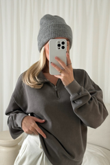Konnie Grey Knit Beanie Hat Accessories