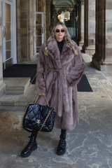Pipa Taupe Long Faux Fur Coat
