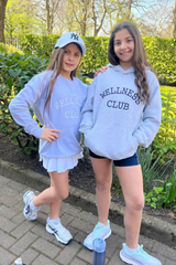 Mini wellness club marl grey embroidered sweater