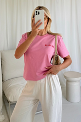 La dolce vita pink printed T-shirt