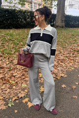 Teagan grey half zip stripe co-ord