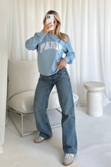Paris blue embroidered sweater