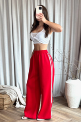 Mara red side stripe wide leg trousers