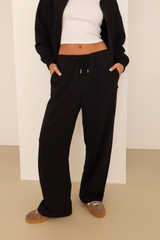 Black embroidered logo straight leg jogger