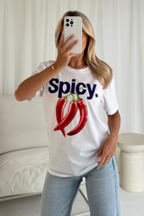 Spicy white printed t-shirt