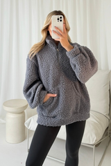 Maisie grey 3/4 zip fleece