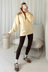 Cassidy cream & chocolate 3/4 zip sweater and legging set