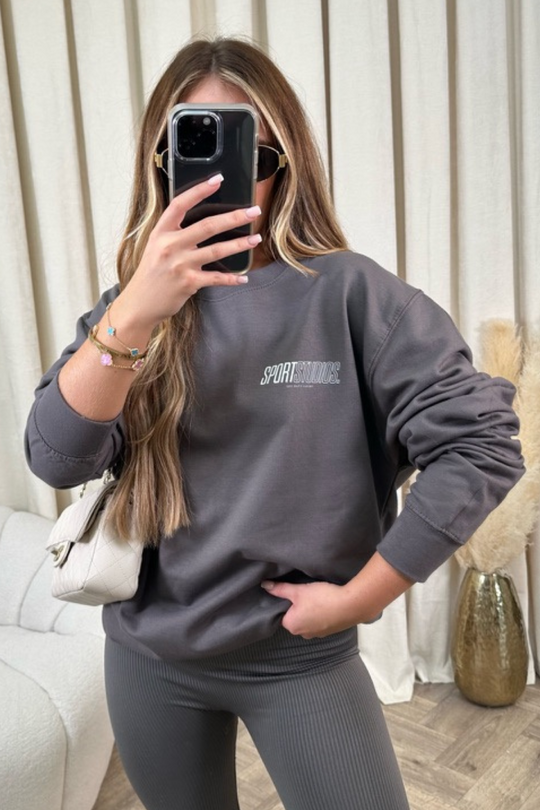Sport studios steel grey printed sweater premium essentials