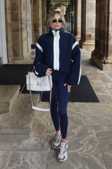 LISA NAVY FLUFFY FLEECE WITH WHITE DETAILING