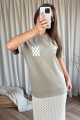 Ciao amigo back print faded khaki boxy t-shirt