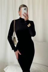 Poppy black velour top