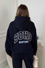 SOHO NAVY PRINT & EMBROIDERED HOODIE