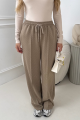 ELODIE BEIGE DIAMONTE DRAWSTRING TROUSERS