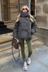 HANNAH KHAKI HIGH COLLAR COAT