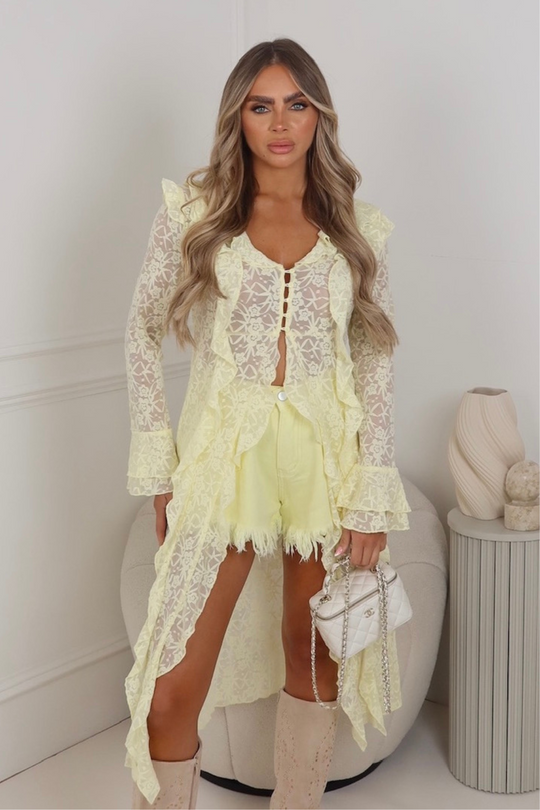 Eliana lemon lace high-low top