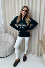 Calabasas green & cream embroidered 3/4 sweater and legging set