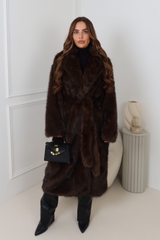 Pipa chocolate long faux fur coat