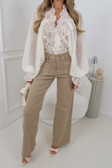 LOIS BEIGE STRAIGHT  LEG FRONT POCKET JEANS