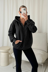 Jodie grey premium relaxed acid wash zip hoodie