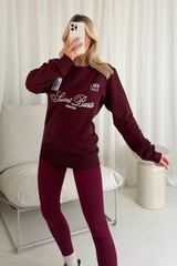 Saint barts burgundy embroidered sweater & legging set