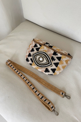 Evil eye black beaded crossbody bag