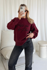 Take me to paris burgundy knit sweater