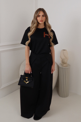 JORDAN BLACK STRAIGHT LEG TROUSERS