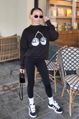 Mini disco cherry black printed sweater