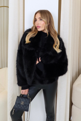 Lily black short faux fur jacket