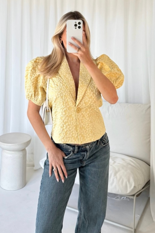 Imogen lemon puff sleeve floral blouse