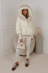Layla cream puffer faux fur coat