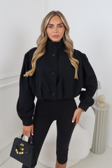 AVA BLACK PUFF SLEEVE HIGH NECK CROPPED JACKET
