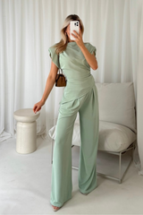 Steph pistachio sleeveless top and trouser co-ord - Chloe Lauren Collection
