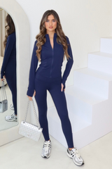 Carly navy zip jacket and legging activewear