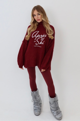 Courchevel burgundy embroidered oversized knit jumper