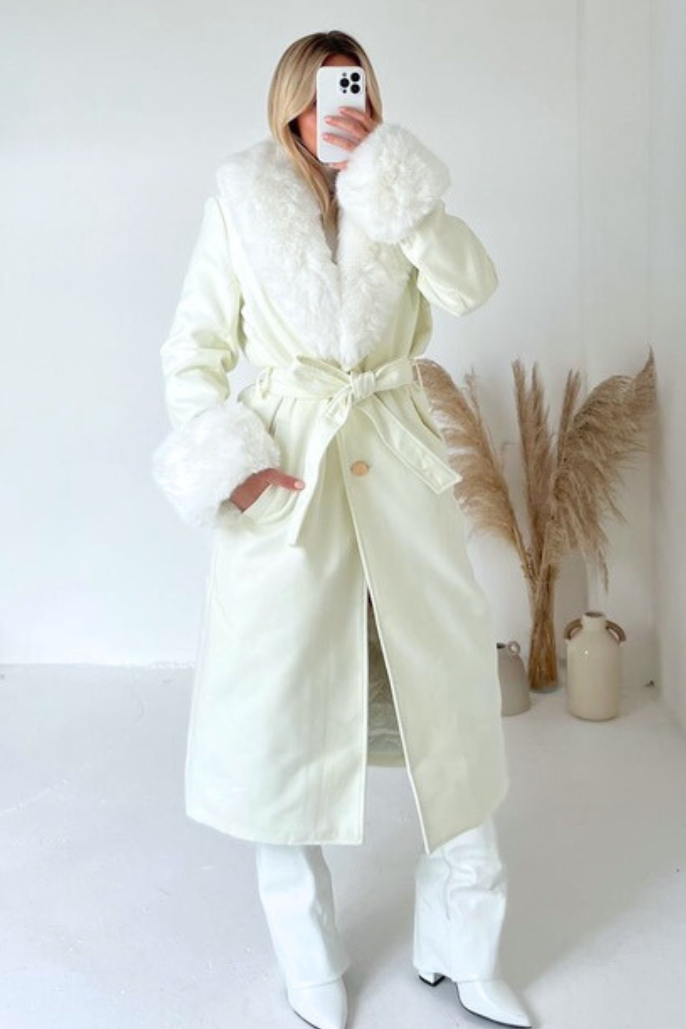 Long cream coat cheap