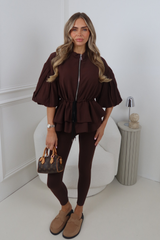 CELIA CHOCOLATE PUFF SLEEVE JACKET