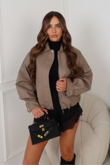 Katie camel faux leather bomber