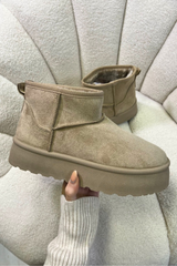 Penny beige platform ultra mini faux fur boots