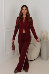 SASHA LIGHT BURGUNDY STRIPE JOGGERS